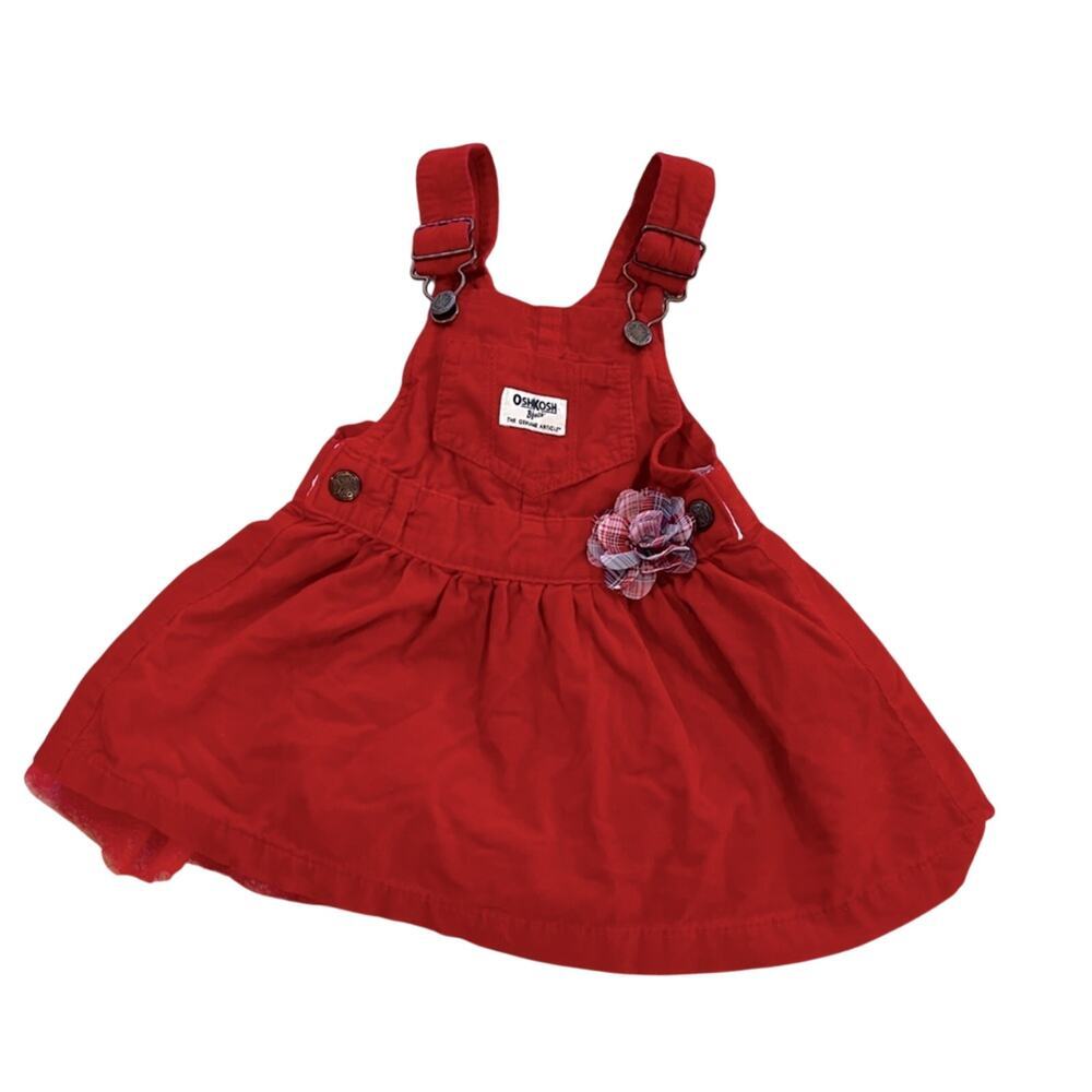 Osh Kosh B’Gosh Red Corduroy Dress with Flower Accent 12 Months